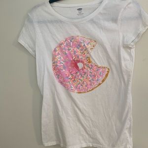 Girls XXL old navy white shirt sleeve donut shirt